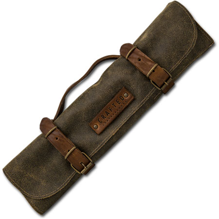 7-Pocket Genuine Leather Knife Roll, Rust