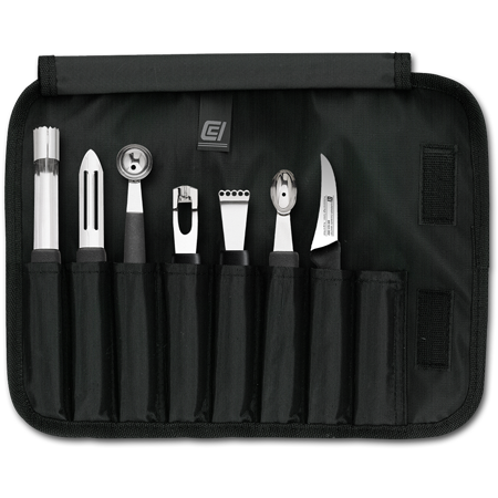 Complete Garnishing Set with Paring Knife in Roll