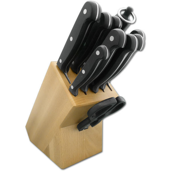 Knife Block with Full Tang POM Technik Series Knives