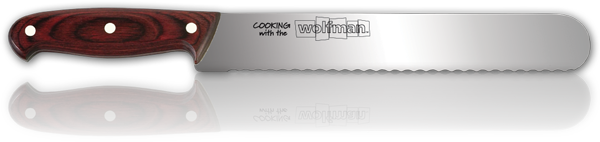 10" Chef's Bread Knife, Scalloped Edge with Wolfman Logo