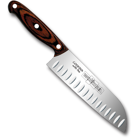 7" SANTOKU Knife, Granton Blade with Wolfman Logo