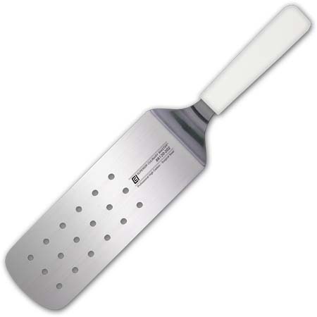 8" Turner, Perforated, White Handle