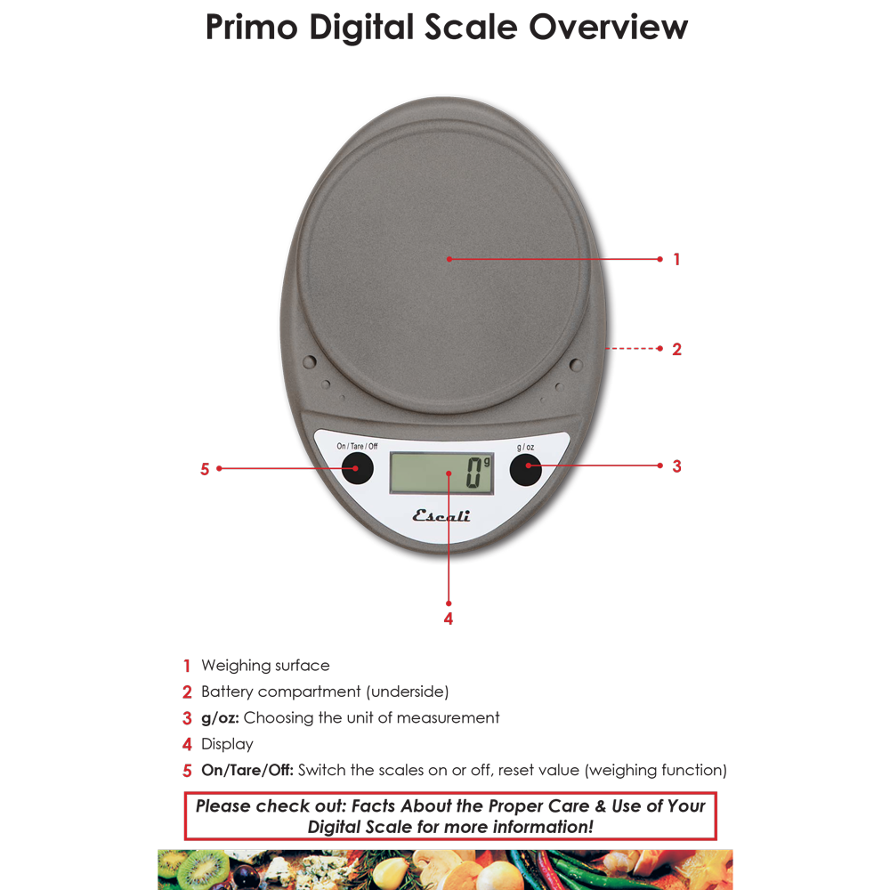 Escali Primo Metallic Digital Kitchen Scale P115M