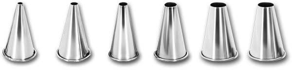 Hole Piping Tips, 6 Piece, SS, Professional Roll Top