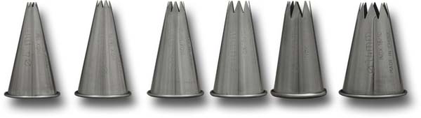 Star Piping Tips, 6 Piece, SS, Professional Roll Top