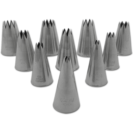 10 Piece Star Decorating Tube Set, Stainless Steel