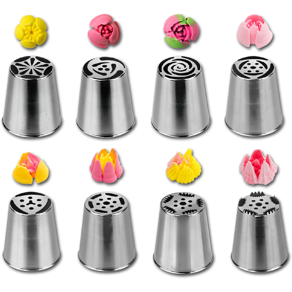 8 Piece Russian Piping Tip Set, Stainless Steel